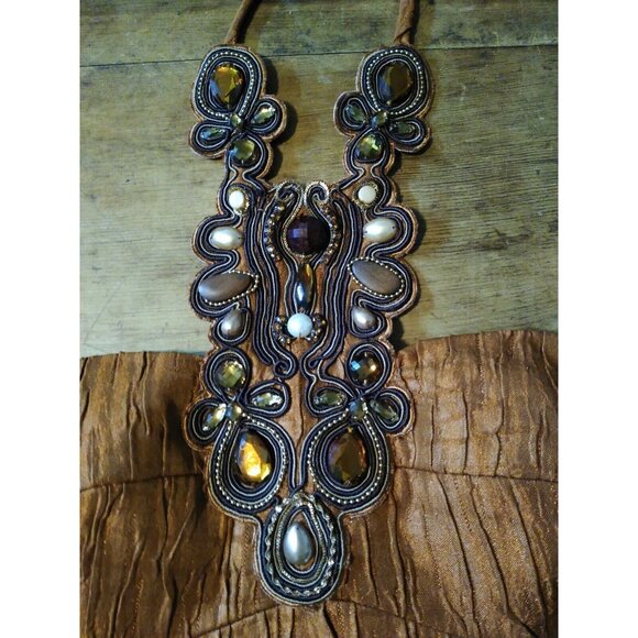 Muse Boston Proper Womens 4 Semi Formal Dress Prom Halter Neck Bronze Jeweled - Picture 3 of 5